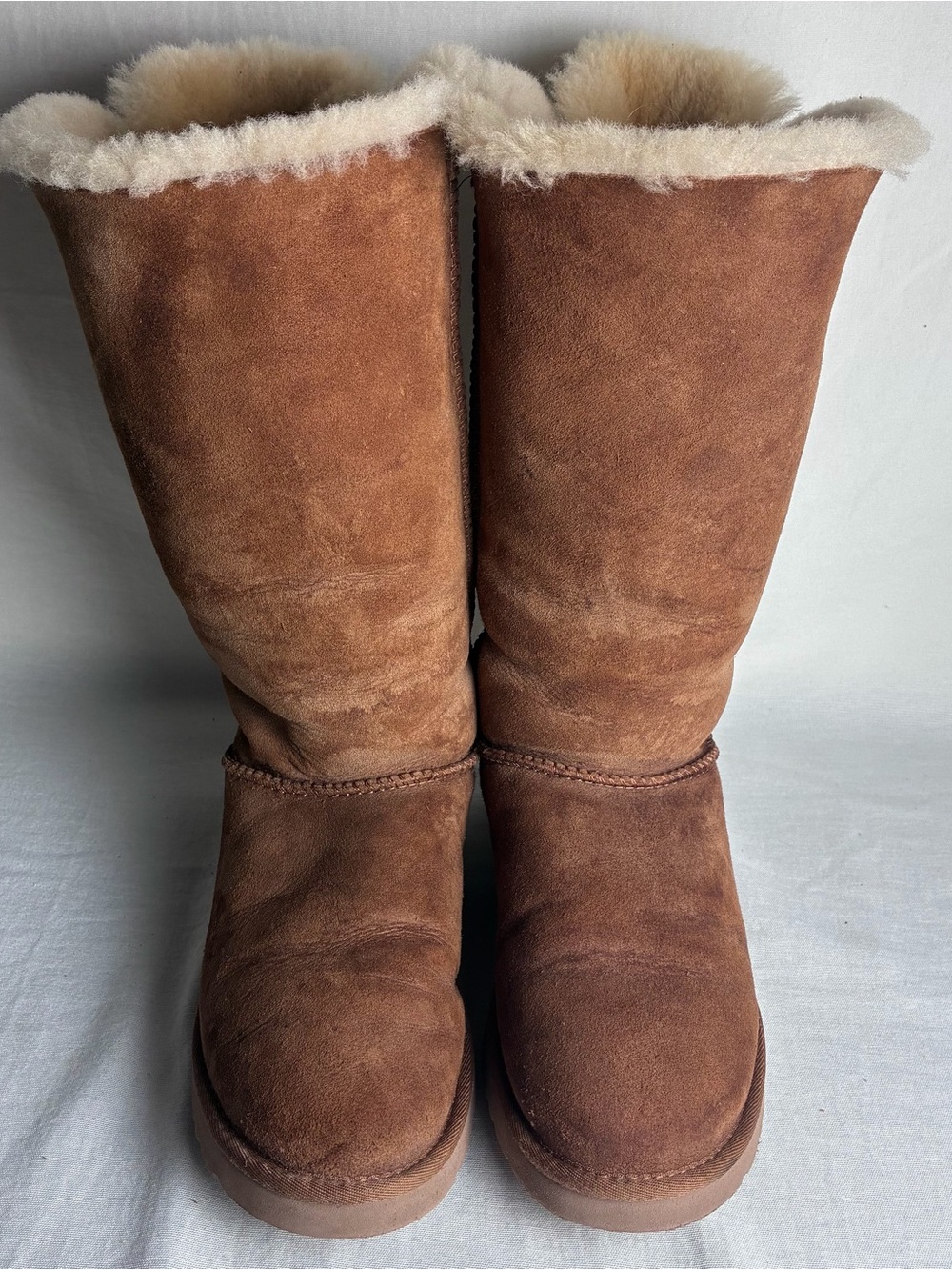 UGG Australia Tall Triple Bailey Bow Boots - Chestnut Brown - Size US 10